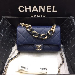 샤넬 신상 플랩백 AS4166 램스킨 네이비