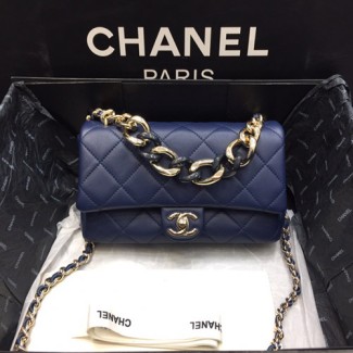 샤넬 신상 플랩백 AS4166 램스킨 네이비