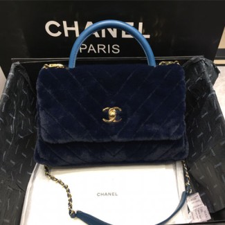 샤넬 핸들 장식 미듐 플랩백 A92991 네이비