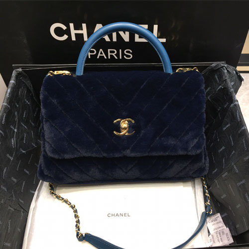 샤넬 핸들 장식 미듐 플랩백 A92991 네이비