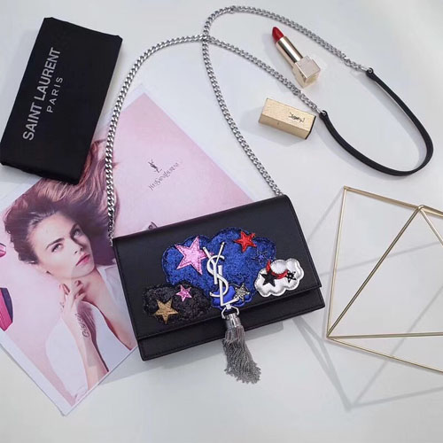 입생로랑 신상 테슬 체인 크로스백 452159 블랙 은장