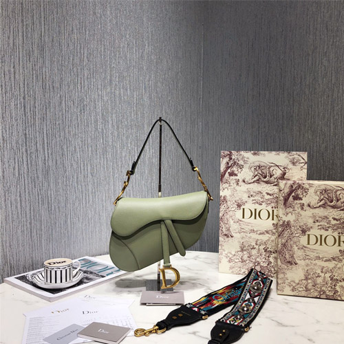 디올 그레인 송아지 가죽 새들백 M0446 연두