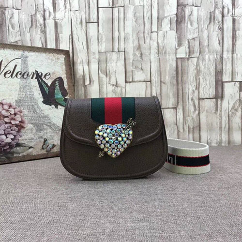 구찌 하트 디테일의 가죽 숄더백 505387 브라운