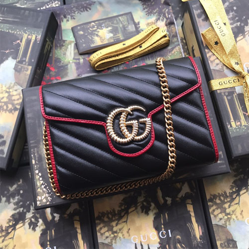 구찌 가죽 마몽트 숄더백 573807 블랙