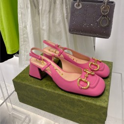 구찌 여성 홀스빗 미드힐 슬링백 643892 핑크