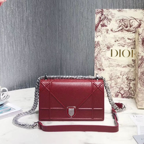 디올 송아지 가죽 DIORAMA 스몰 백 M0421 버건디