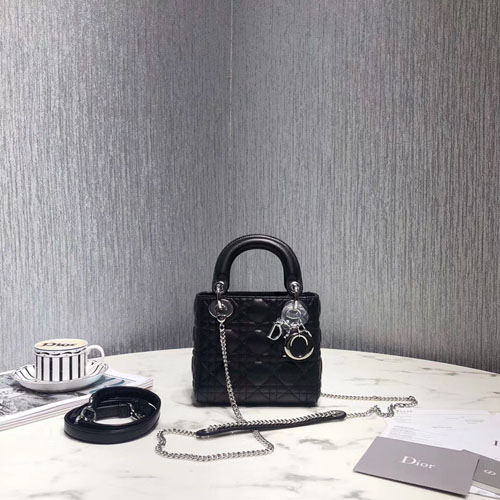 디올 레이디백 미니 M0505 블랙 은장