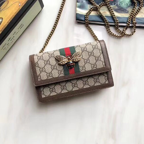 구찌 신상 퀸 마가렛  미니 체인 숄더백 476079 브라운