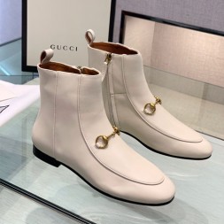 구찌 조던 가죽 앵클 부츠 496619 아이보리