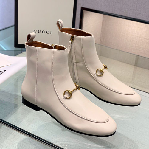구찌 조던 가죽 앵클 부츠 496619 아이보리
