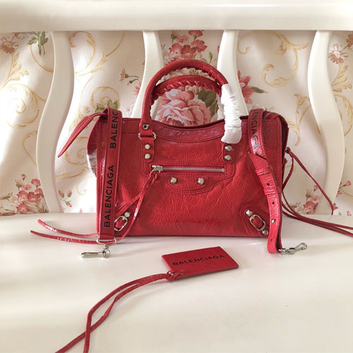 발렌시아가 클래식 미듐 로고 스트랩 시티백 300297 레드