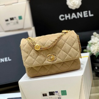 샤넬 22A 스웨이드 미니 플랩백 AS3378 베이지