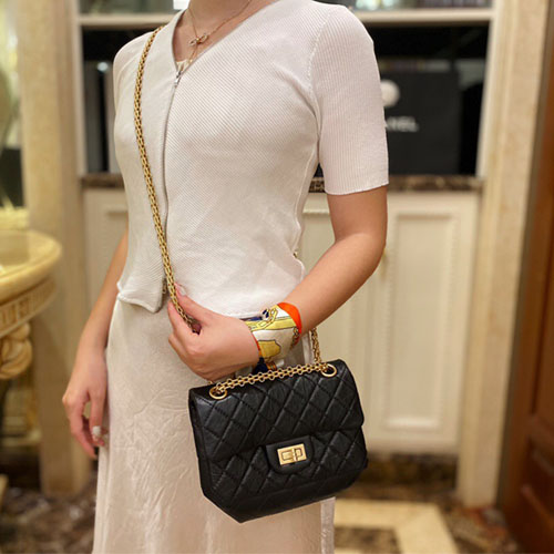  샤넬 2.55 빈티지 미니 플랩백 AS0874 블랙 금장